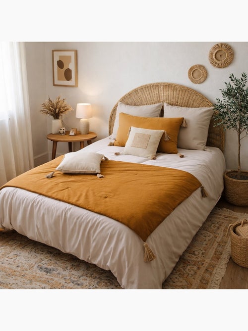 Edredon bout de lit en coton avec pompons Cocon - Kiabi Edredon bout de lit en coton avec pompons Cocon - Kiabi