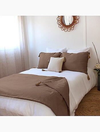 Edredon bout de lit en coton avec pompons Cocon