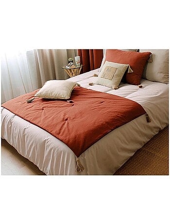 Edredon bout de lit en coton avec pompons Cocon