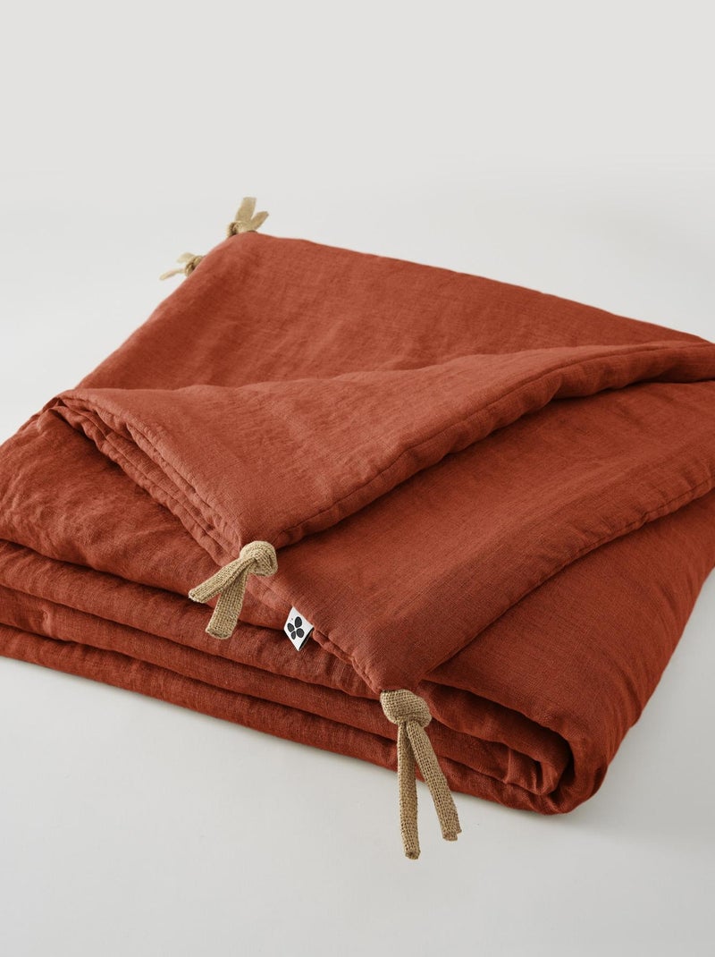 Edredon bout de lit en Lin Soline Orange - Kiabi