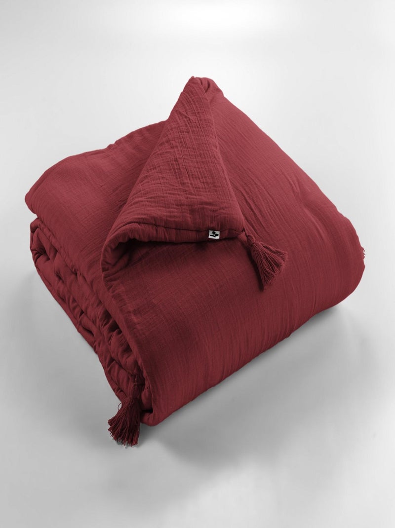 Edredon Boutis gaze de coton Collection Gaia Rouge - Kiabi