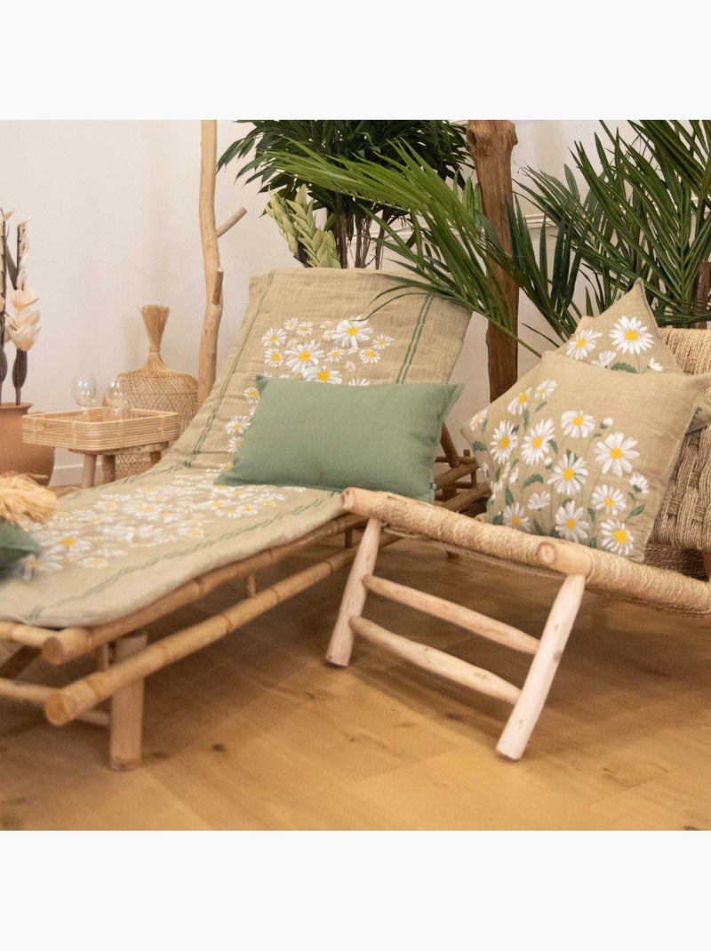 Édredon décoratif en coton motif marguerite Taupe - Kiabi