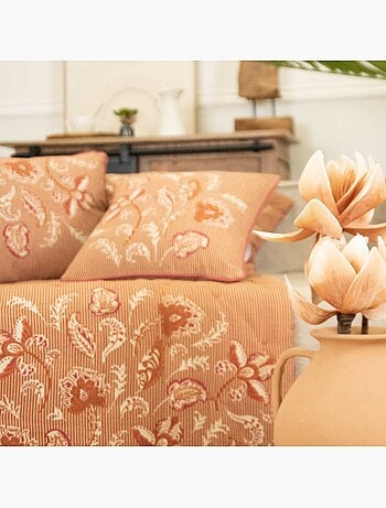 Édredon décoratif en polylin motif floral