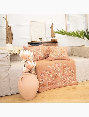 Édredon décoratif en polylin motif floral