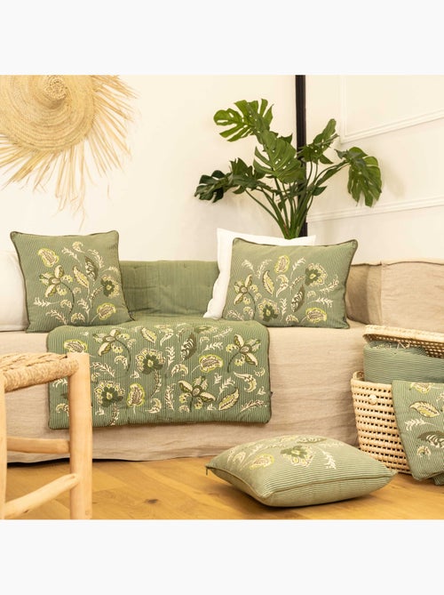 Édredon décoratif en polylin motif floral - Kiabi