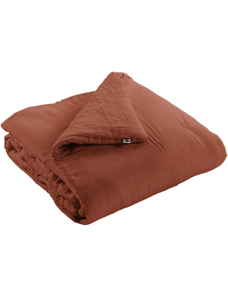 Édredon – Double Gaze de Coton 125 gr/m² – Ultra doux - Gaïa Terracotta - Kiabi