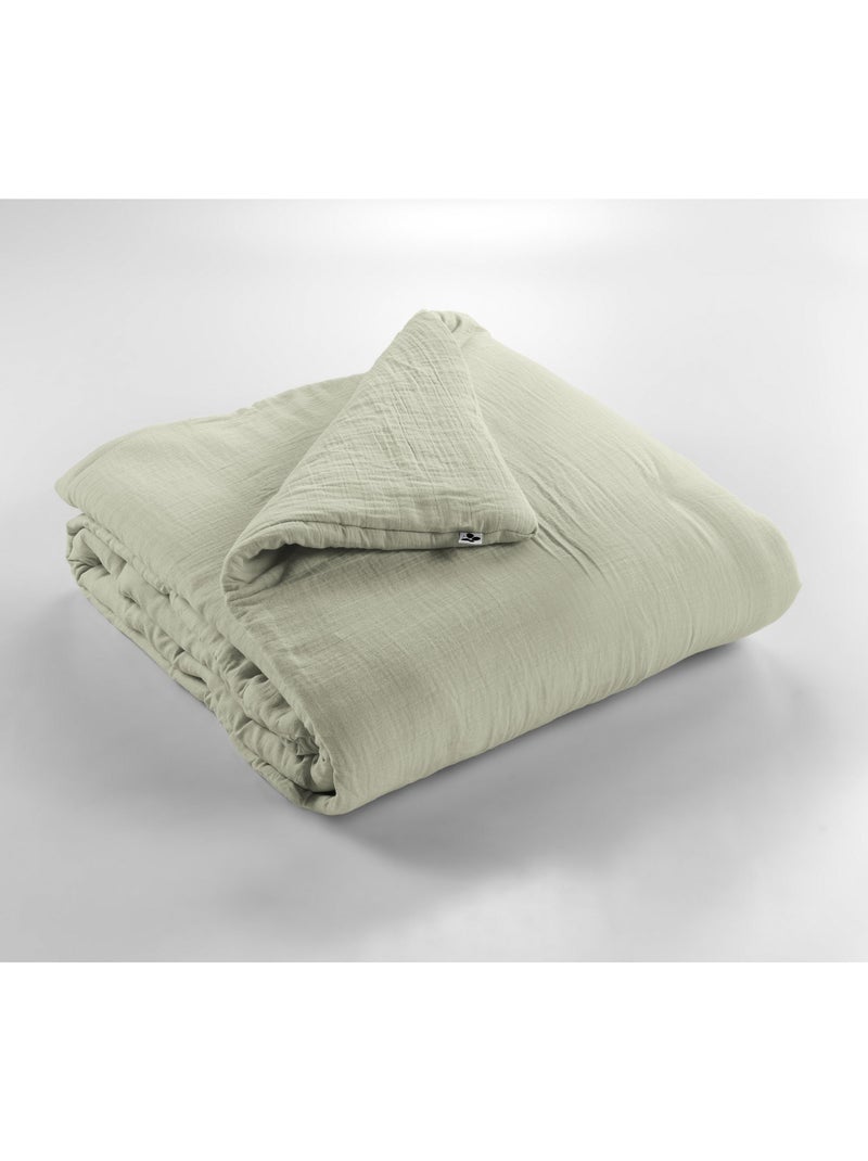 Édredon – Double Gaze de Coton 125 gr/m² – Ultra doux - Gaïa Vert clair - Kiabi