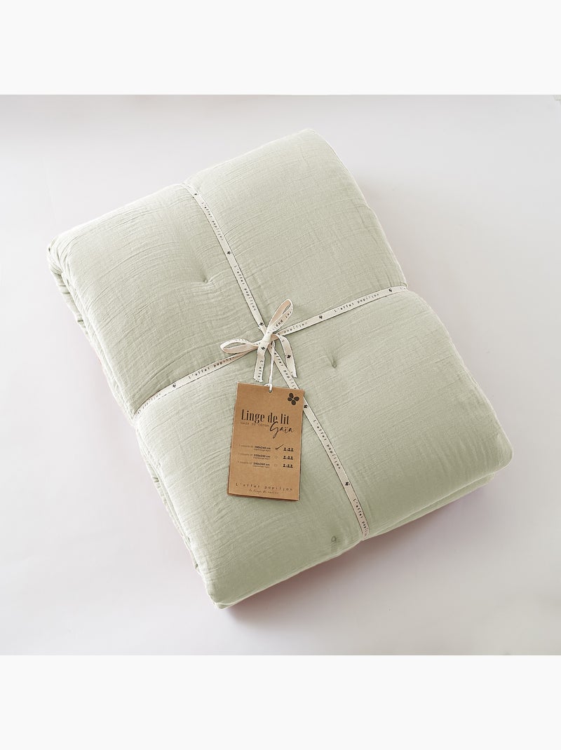 Édredon – Double Gaze de Coton 125 gr/m² – Ultra doux - Gaïa Vert clair - Kiabi