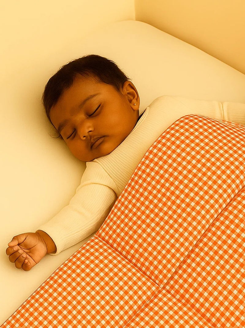 Edredon en Coton Bio Vichy Orange - Kiabi