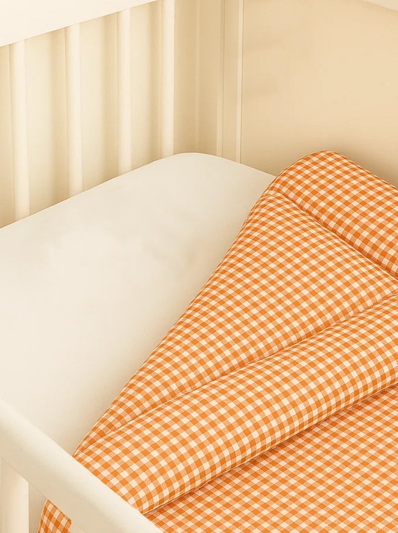 Edredon en Coton Bio Vichy Orange - Kiabi