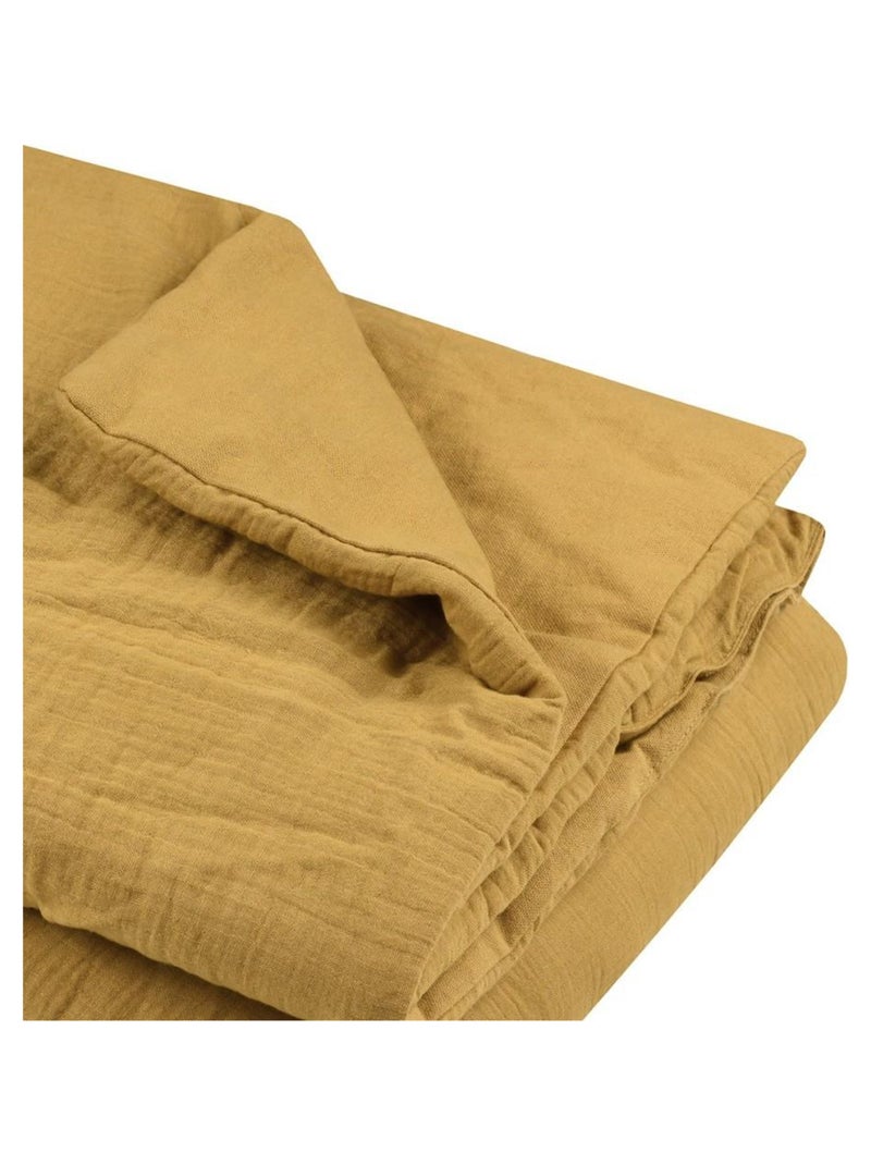 Édredon en gaze de coton 125x150 cm Coline moutarde Moutarde - Kiabi