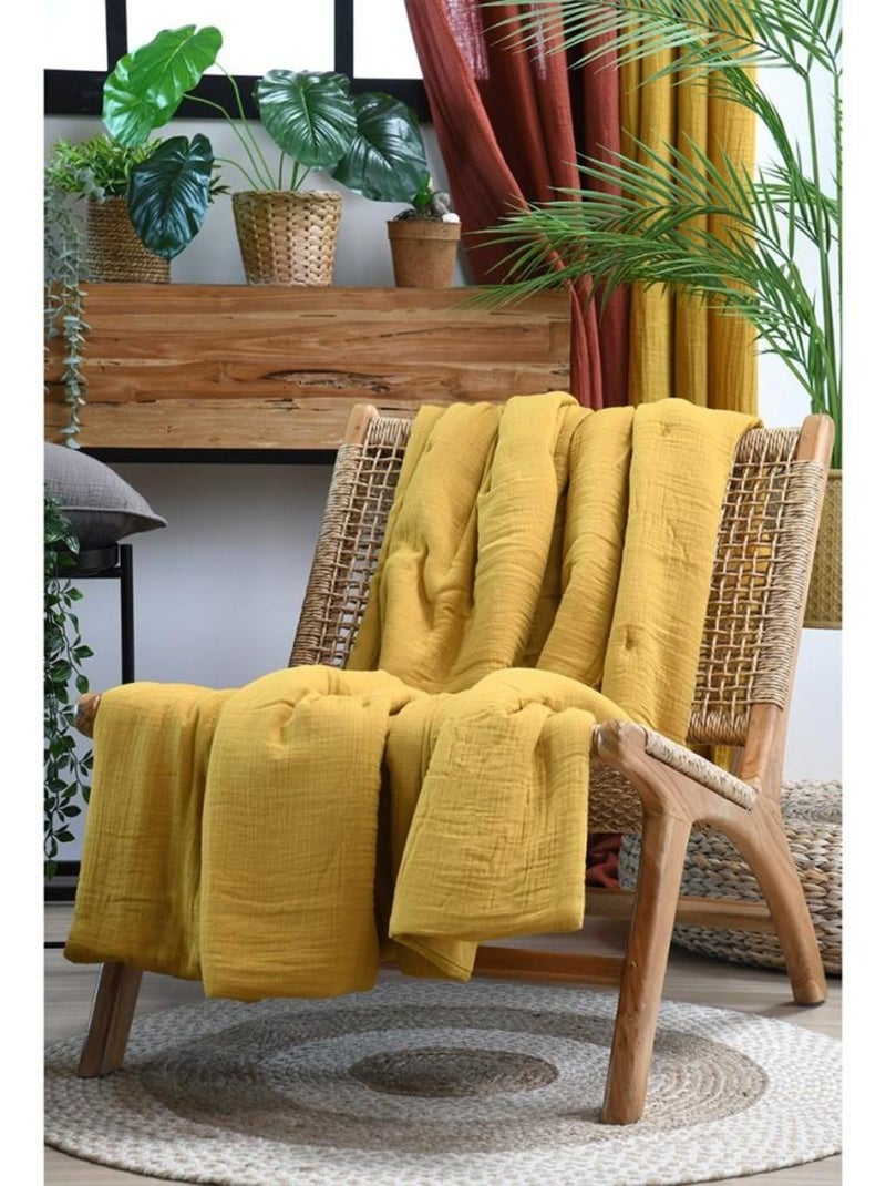 Édredon en gaze de coton 125x150 cm Coline moutarde Moutarde - Kiabi