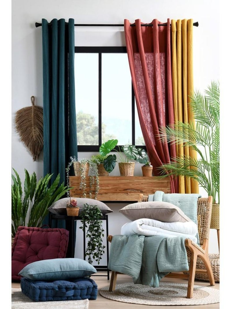 Édredon en gaze de coton 125x150 cm Coline moutarde Moutarde - Kiabi