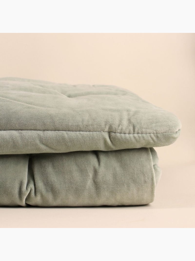 Edredon en velours de coton 80x200cm Vert - Kiabi