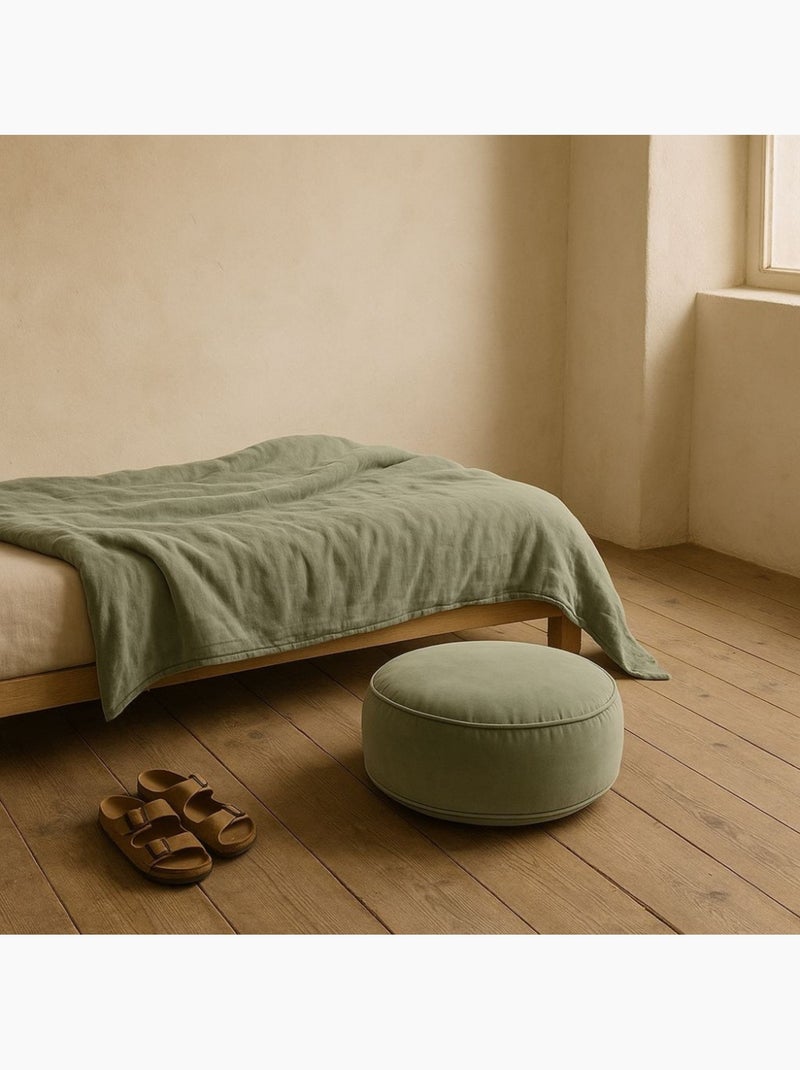 Edredon en velours de coton 80x200cm Vert - Kiabi
