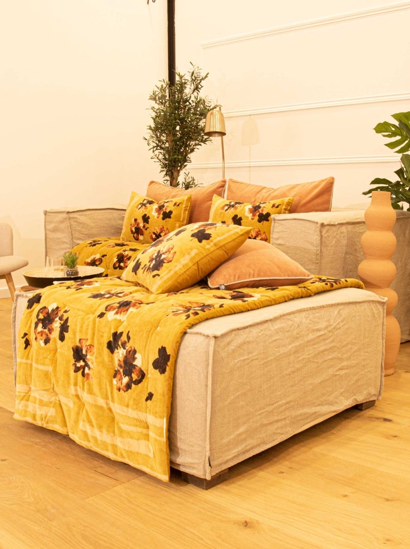 Édredon en velours fleuri Jaune - Kiabi