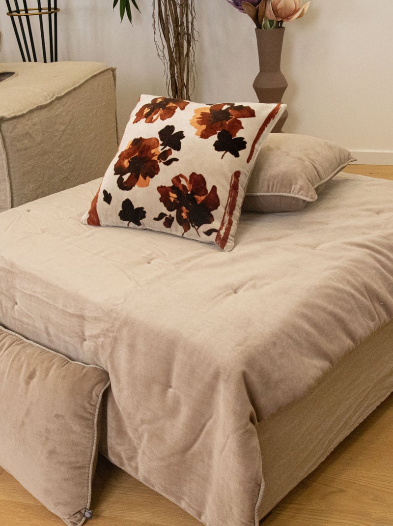 Edredon en velours Taupe - Kiabi