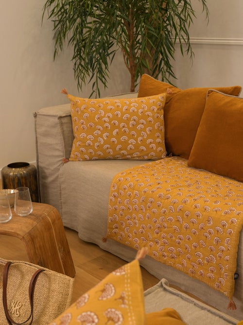 Édredon imprimé 100% coton avec pompon - Kiabi