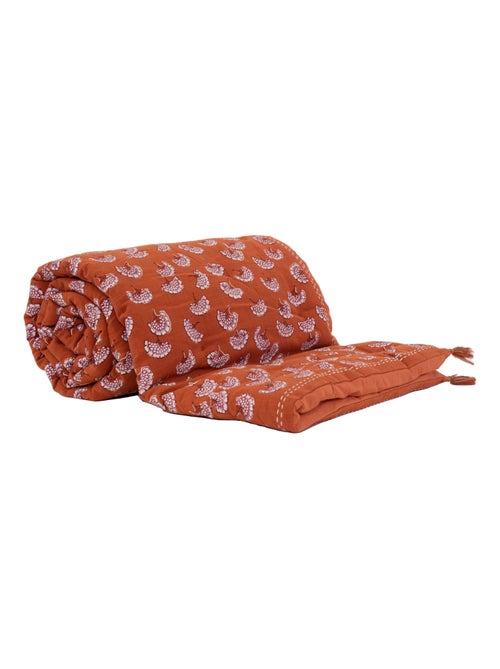 Édredon imprimé 100% coton avec pompon - Kiabi