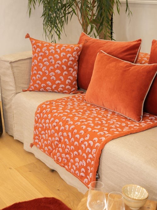 Édredon imprimé 100% coton avec pompon - Kiabi