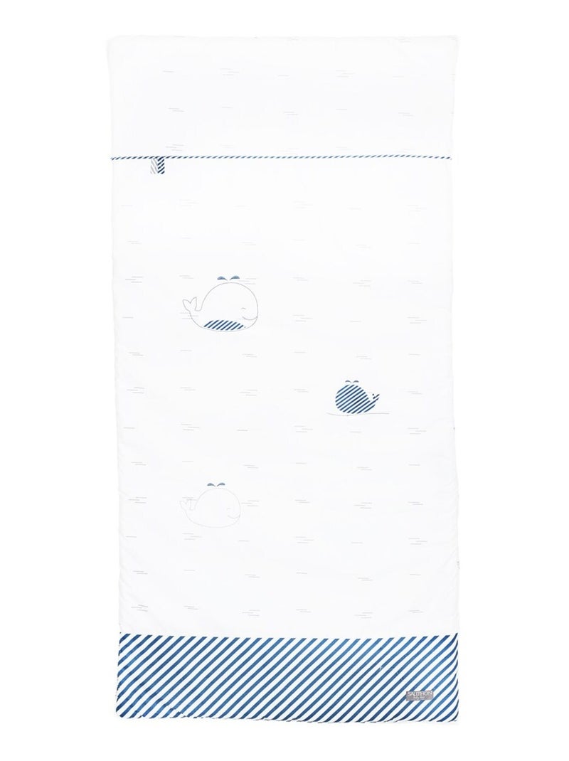 Edredon lit bébé en coton - Blanc Bleu - Kiabi