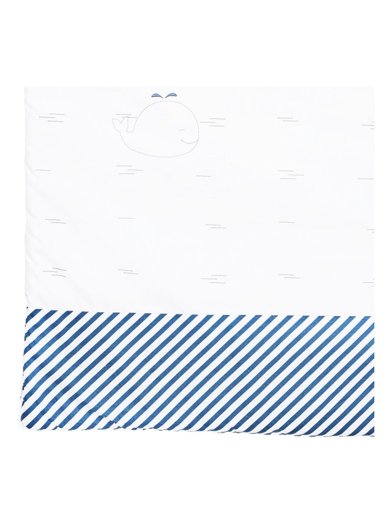 Edredon lit bébé en coton - Blanc Bleu - Kiabi