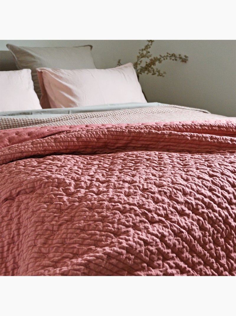 Edredon ou jeté de lit matelassé microfibre Rose - Kiabi
