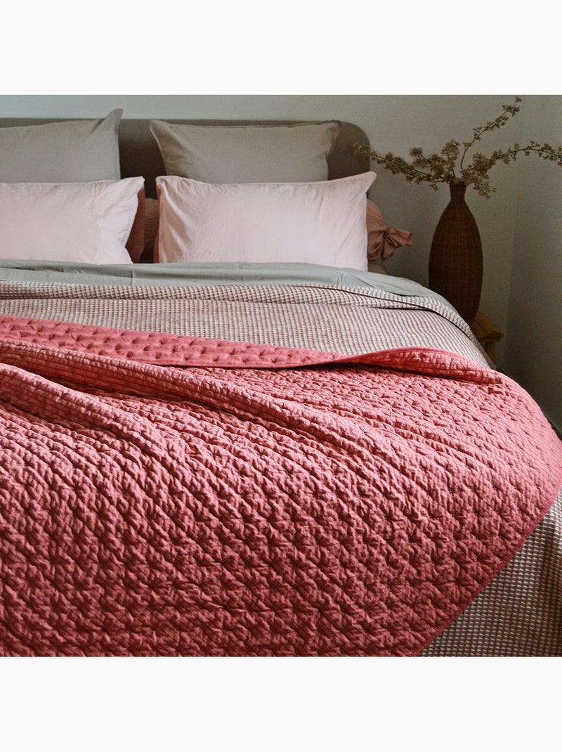Edredon ou jeté de lit matelassé microfibre Rose - Kiabi