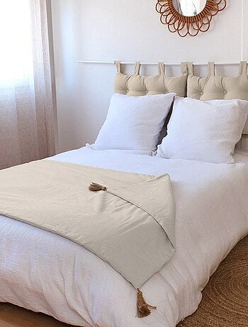 Édredon Panama 90x190 cm pompons jute terracotta