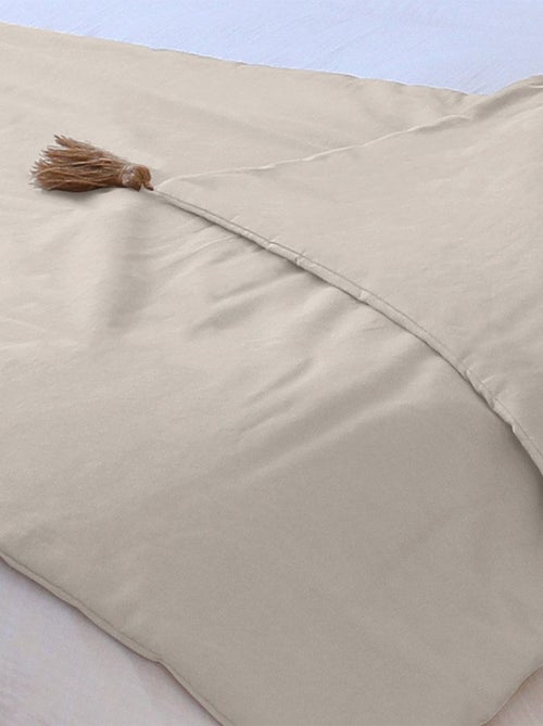 Édredon Panama 90x190 cm pompons jute écru - Kiabi