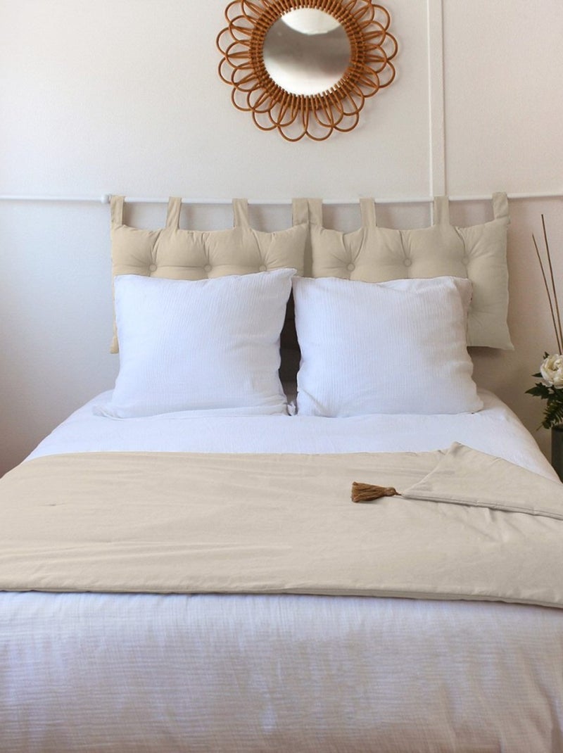 Édredon Panama 90x190 cm pompons jute écru Ecru - Kiabi