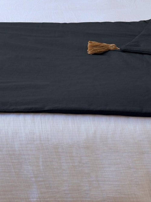 Édredon Panama 90x190 cm pompons jute gris foncé - Kiabi