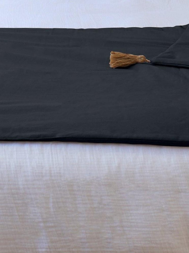 Édredon Panama 90x190 cm pompons jute gris foncé Gris - Kiabi