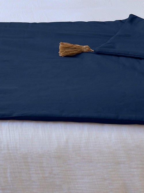 Édredon Panama 90x190 cm pompons jute marine - Kiabi