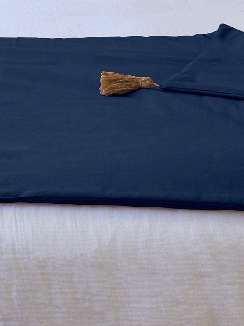 Édredon Panama 90x190 cm pompons jute marine Bleu - Kiabi