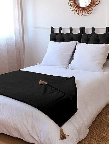 Édredon Panama 90x190 cm pompons jute terracotta