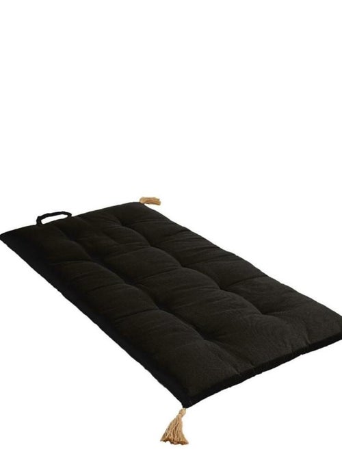 Édredon Panama 90x190 cm pompons jute noir - Kiabi