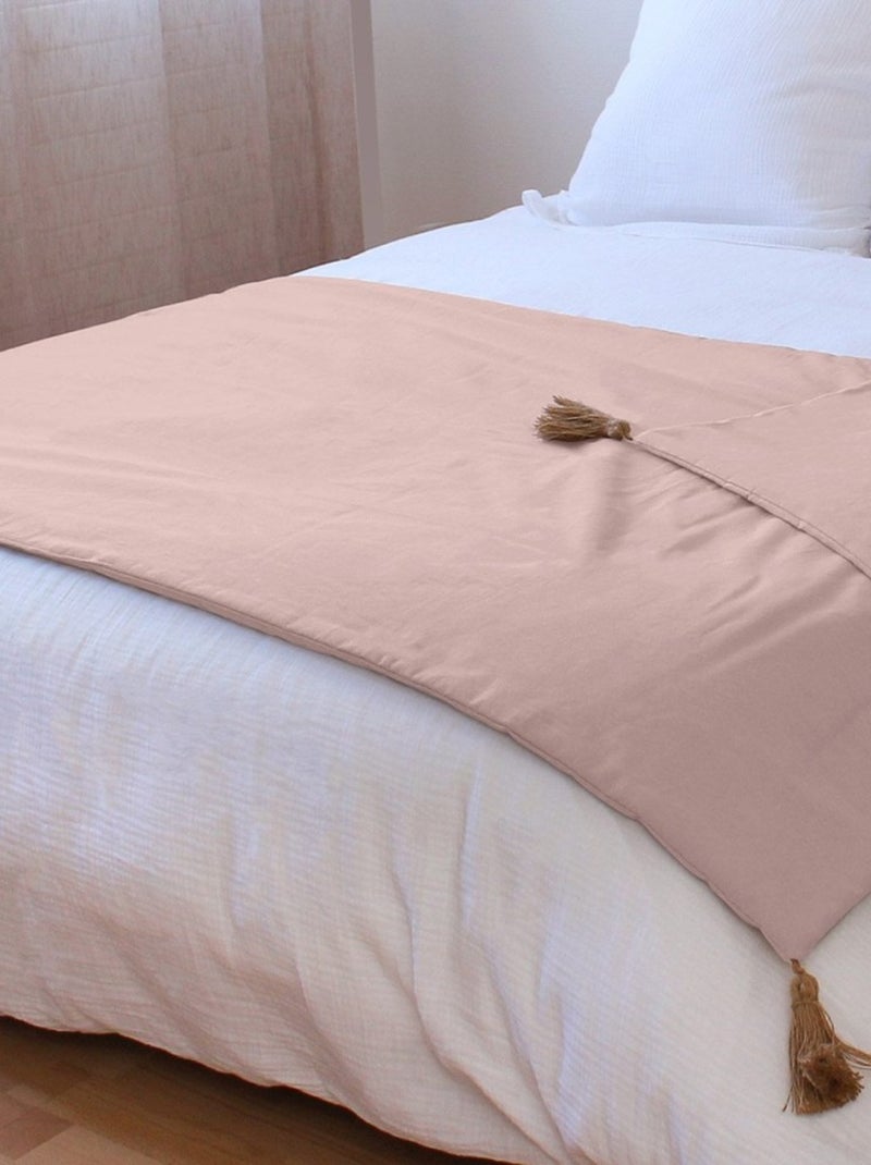 Édredon Panama 90x190 cm pompons jute rose Rose - Kiabi