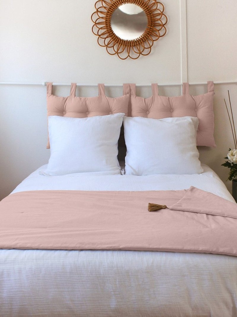 Édredon Panama 90x190 cm pompons jute rose Rose - Kiabi