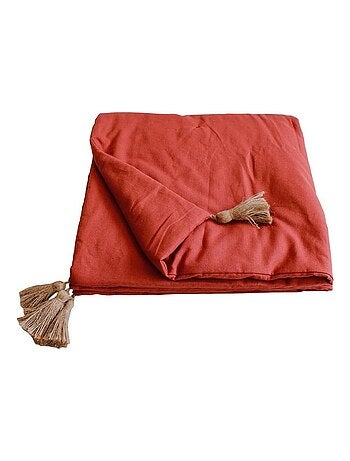 Édredon Panama 90x190 cm pompons jute terracotta