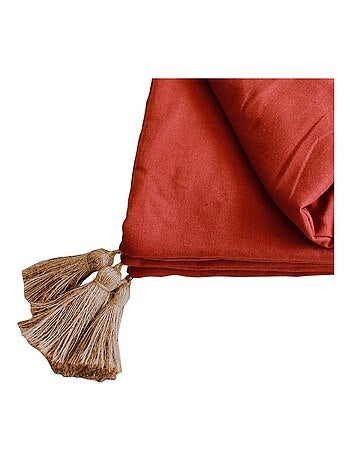 Édredon Panama 90x190 cm pompons jute terracotta