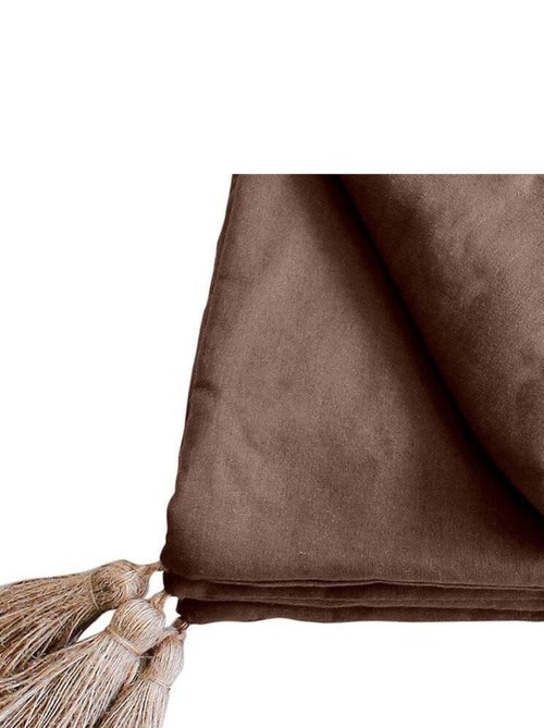 Édredon Panama 90x190 cm pompons jute vison - Kiabi