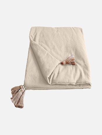 Edredon Panama avec pompons en jute
