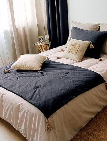 Edredon Panama avec pompons en jute