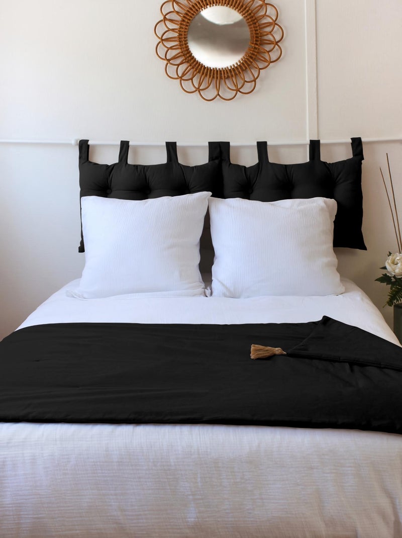 Edredon Panama avec pompons en jute Noir - Kiabi