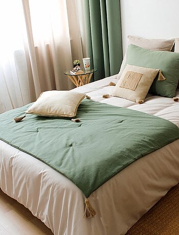 Edredon Panama avec pompons en jute