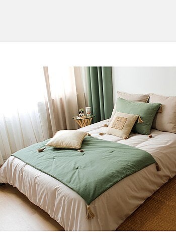 Edredon Panama avec pompons en jute