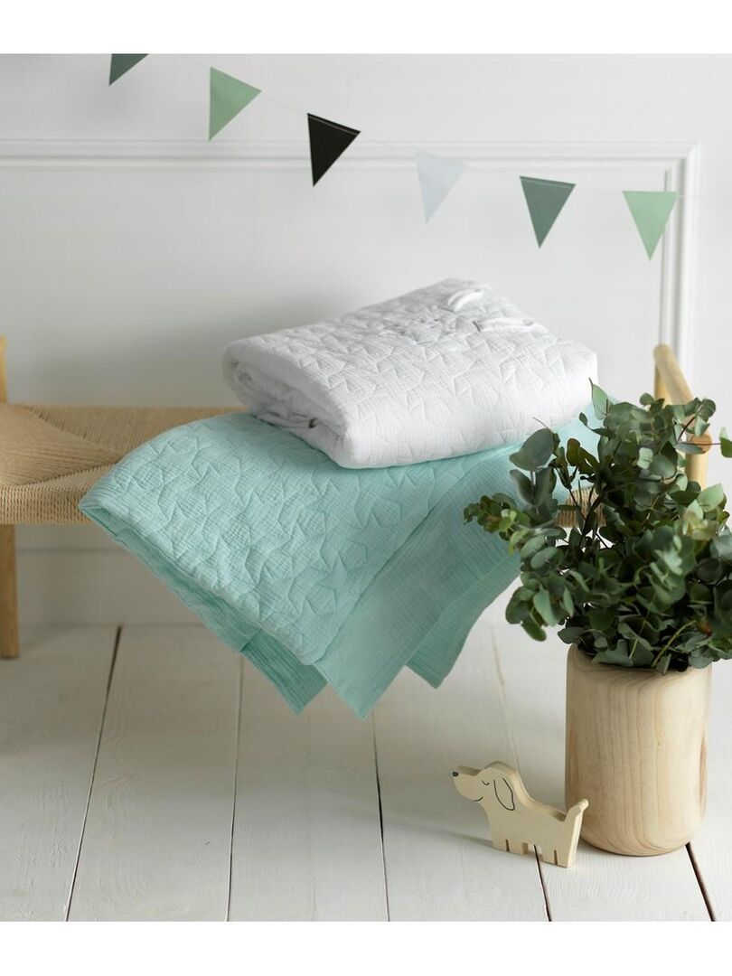 Édredon Bébé Coton 120x60 Cm - Garnissage Polyester - TOG 3.0 - Certifié Oeko-Tex - Bleu Baleine - 7