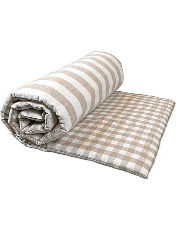 Édredon réversible coton flammé motifs rayures et vichy LOURMARIN