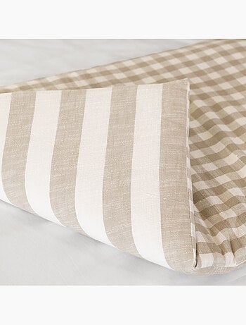 Édredon réversible coton flammé motifs rayures et vichy LOURMARIN